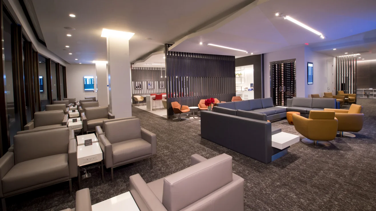 Airport lounge seating and refreshments